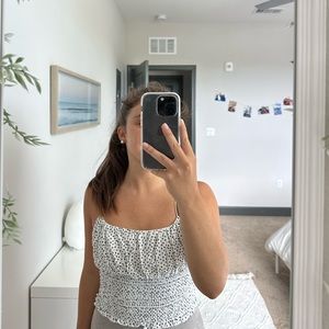 A must have white with black flowers top